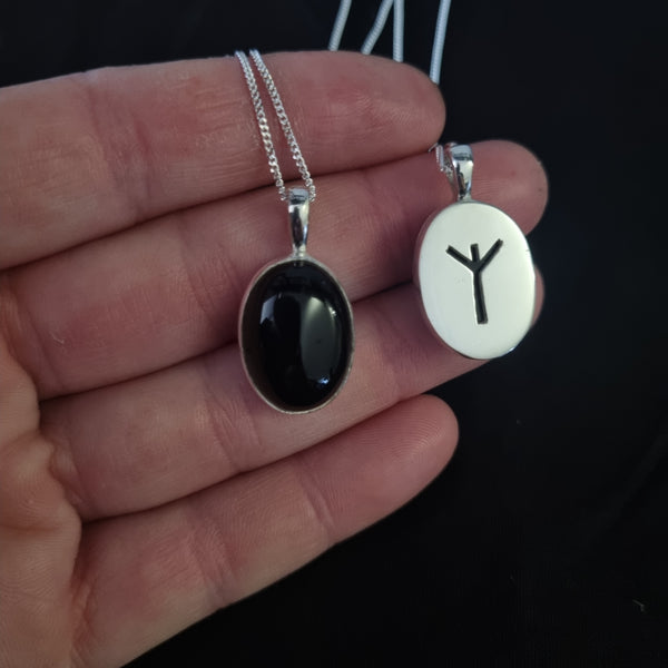Black Onyx Algiz Pendant